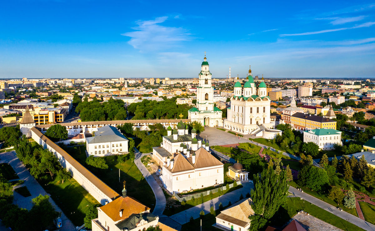 Снимок с воздуха Астраханского кремля