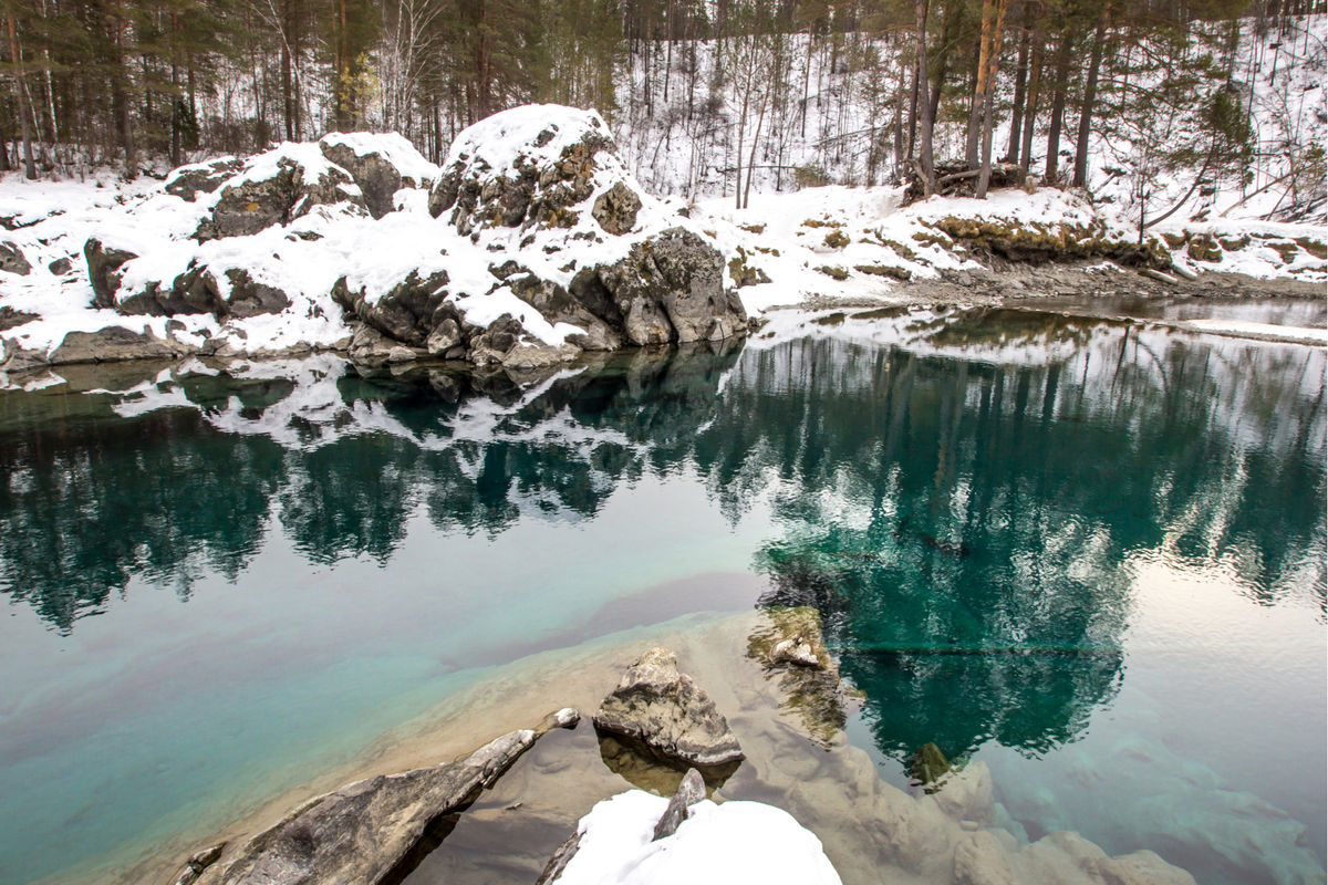 Бирюзовые озера Катуни зимой