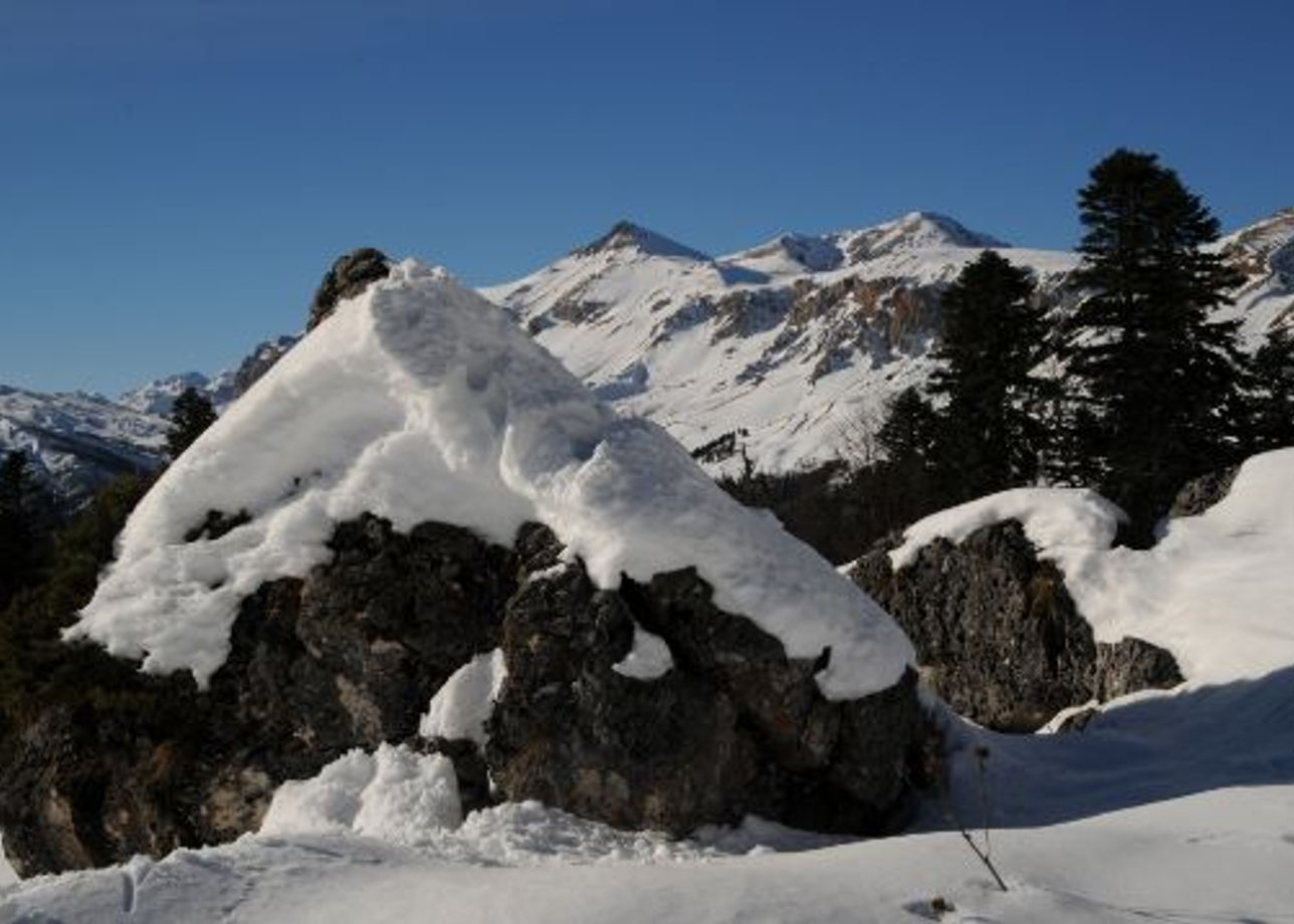 Скалы в снегу