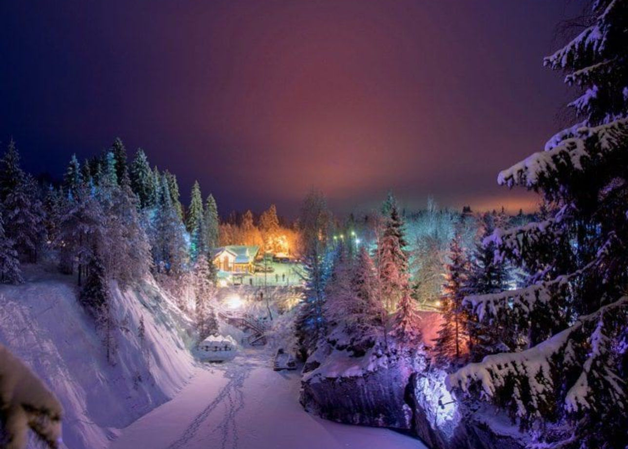 Зимний горный парк Рускеала