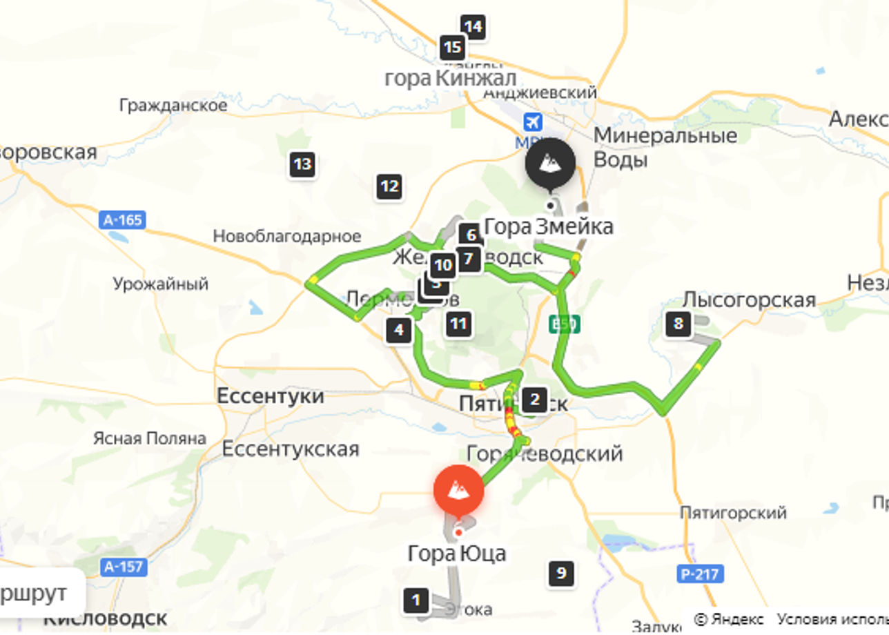 Карта туристического маршрута