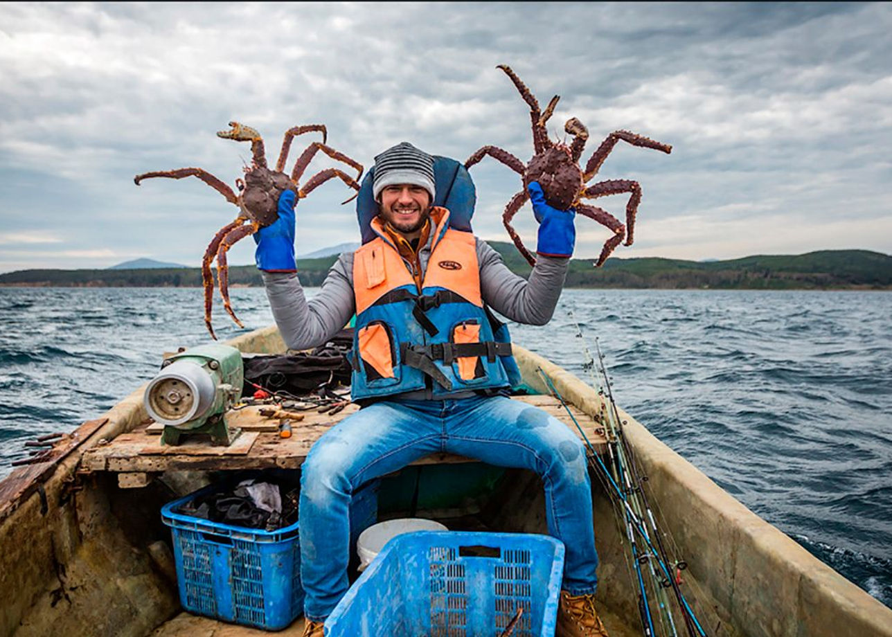 Как ловят крабов в море. Териберка Камчатский краб. Камчатский краб Сахалин. Териберка морепродукты. Териберка Крабы.